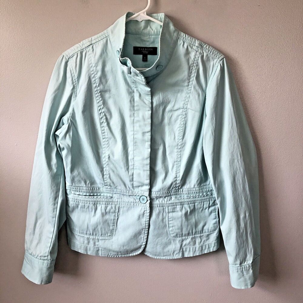 Talbots Jacket Womens 6 Petite Button Front Pastel Spring Layering Cotton Casual